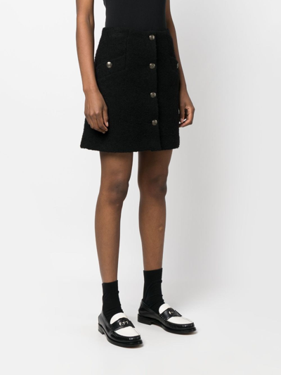 Shop Sandro Button-detail Bouclé Miniskirt In Black