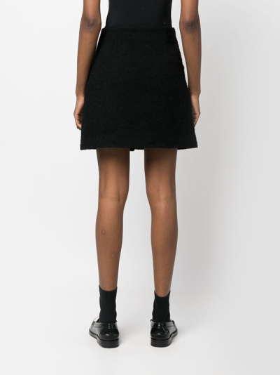 Shop Sandro Button-detail Bouclé Miniskirt In Black