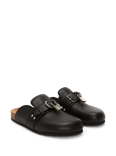 Jw Anderson Padlock-detail Leather Mules In Black