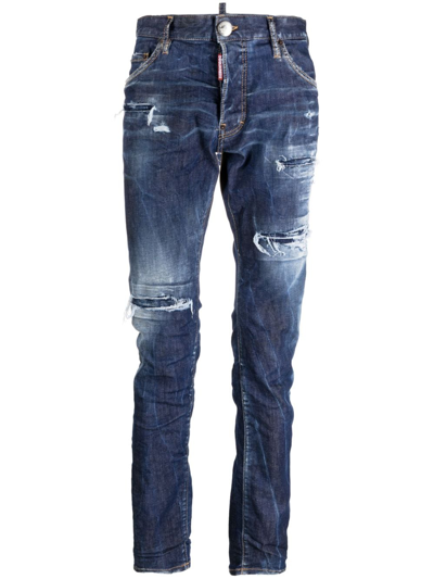 Shop Dsquared2 Distressed-finish Denim Jeans In Blue