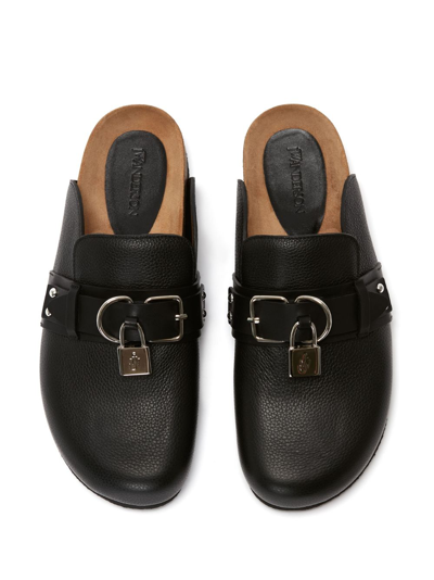 Jw Anderson Padlock-detail Leather Mules In Black