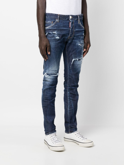 Shop Dsquared2 Distressed-finish Denim Jeans In Blue