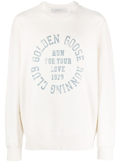 Shop Golden Goose Logo-print Cotton Sweatshirt In Neutrals