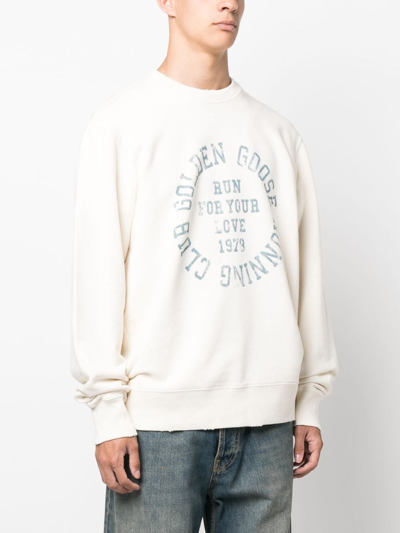 Shop Golden Goose Logo-print Cotton Sweatshirt In Neutrals