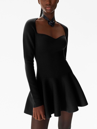 Shop Nina Ricci Sweetheart-neck Flared Minidress In Black