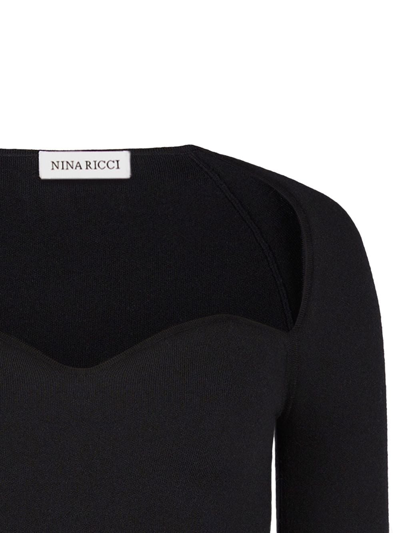 Shop Nina Ricci Sweetheart-neck Flared Minidress In Black