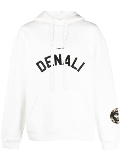 Oamc Denali Graphic Hoodie With Front Kangaroo Pocket In White