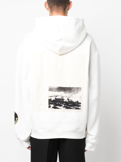 Shop Oamc Logo-embroidered Drawstring Hoodie In White