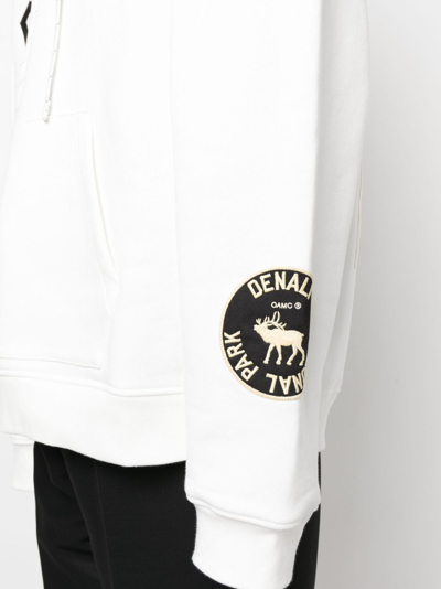 Oamc Denali Graphic Hoodie With Front Kangaroo Pocket In White