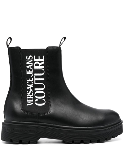 Shop Versace Jeans Couture Leather Chelsea Boots In Black