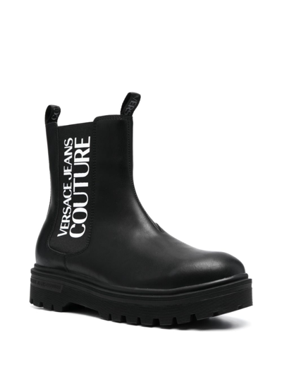 Shop Versace Jeans Couture Leather Chelsea Boots In Black