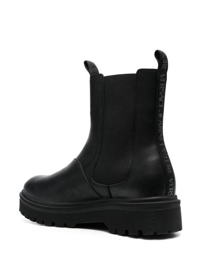 Shop Versace Jeans Couture Leather Chelsea Boots In Black