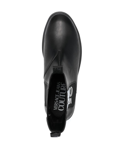 Versace Jeans Couture Leather Chelsea Boots In Black