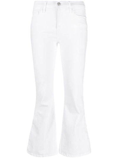 Shop Frame Le Crop Flare Slit Jeans In White