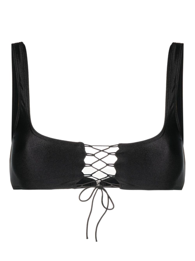 Shop Leslie Amon Erin Tie-fastening Bikini Top In Black
