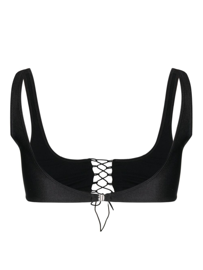 Shop Leslie Amon Erin Tie-fastening Bikini Top In Black