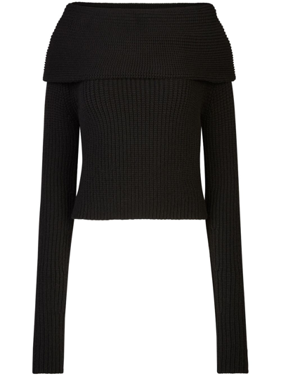 Shop Nina Ricci Off-shoulder Folded Jumper In Black