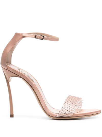 Casadei 100mm Blade Twenties Satin Sandals In Neutrals