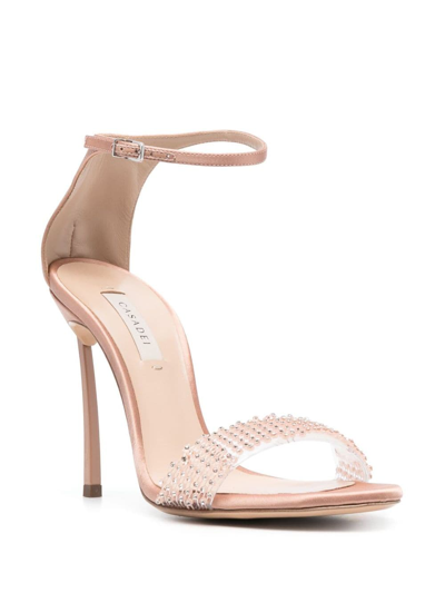 Casadei 100mm Blade Twenties Satin Sandals In Neutrals
