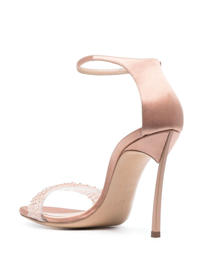 Casadei 100mm Blade Twenties Satin Sandals In Neutrals