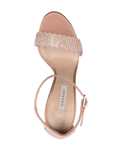 Casadei 100mm Blade Twenties Satin Sandals In Neutrals