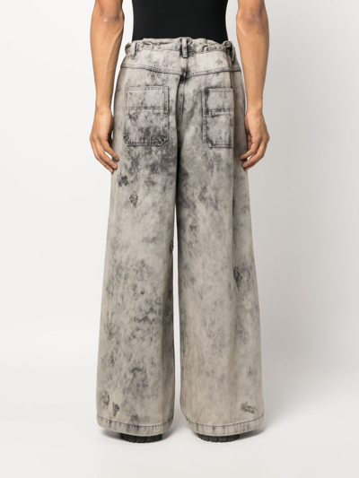 Shop Juunj Bleached-effect Wide-leg Jeans In Grey
