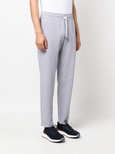 Shop Brunello Cucinelli Drawstring Tapered Track Pants In Grey