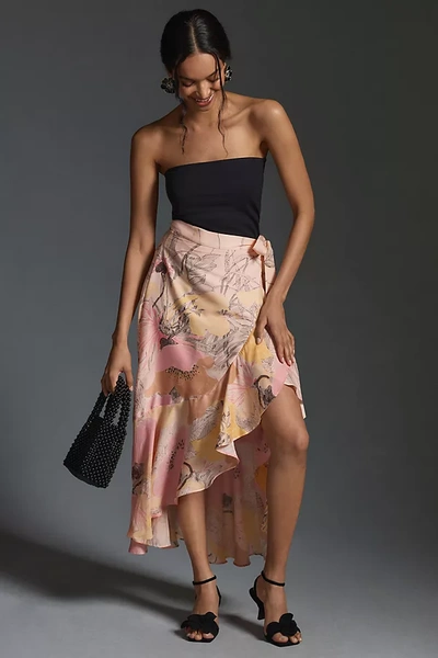 Shop Maeve Ruffled Wrap Maxi Skirt In Pink