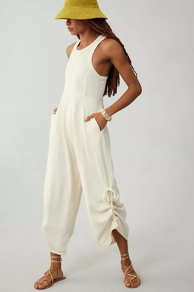 Shop Daily Practice By Anthropologie Move Freely Seamed Wide-leg Jumpsuit In White