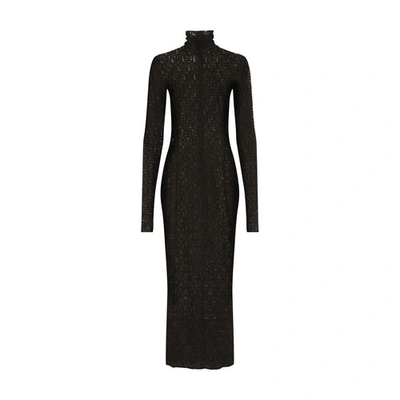 Shop Dolce & Gabbana Tulle Calf-length Dress In Black