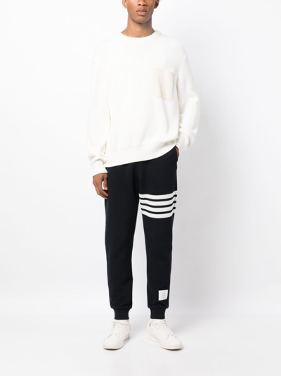 Shop Thom Browne 4-bar Cotton Track Pants In Blue