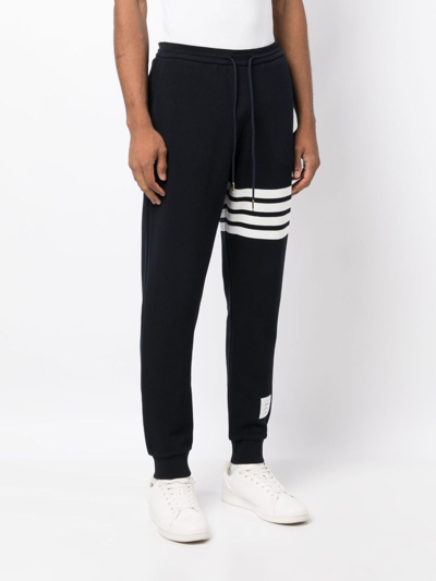 Shop Thom Browne 4-bar Cotton Track Pants In Blue