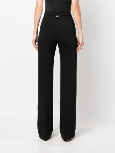 Twinset High-waisted Straight-leg Trousers In Schwarz