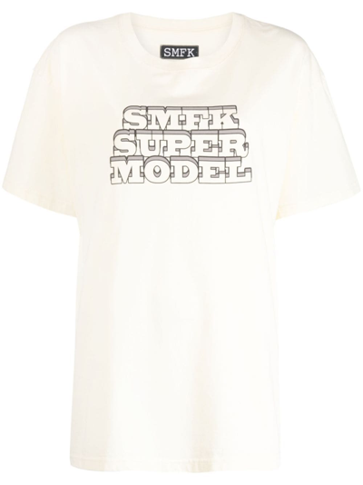 Shop Smfk Logo-print Cotton T-shirt In Gelb