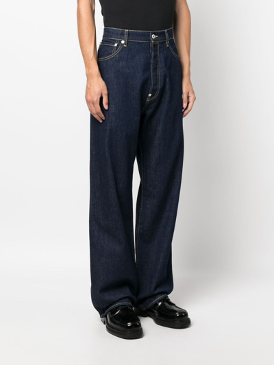 Shop Kenzo Dark-wash Wide-leg Trousers In Blau