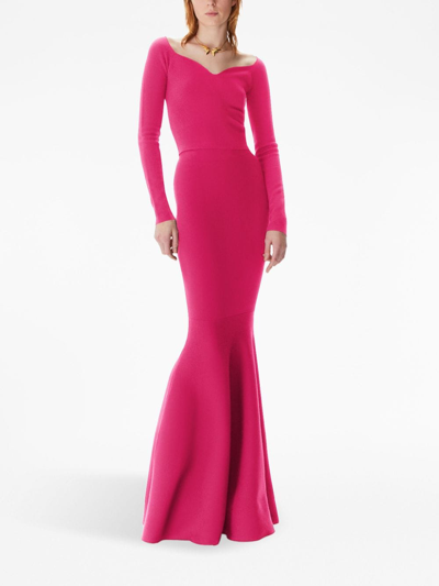 Shop Nina Ricci Mermaid Wool-blend Maxi Skirt In Rosa