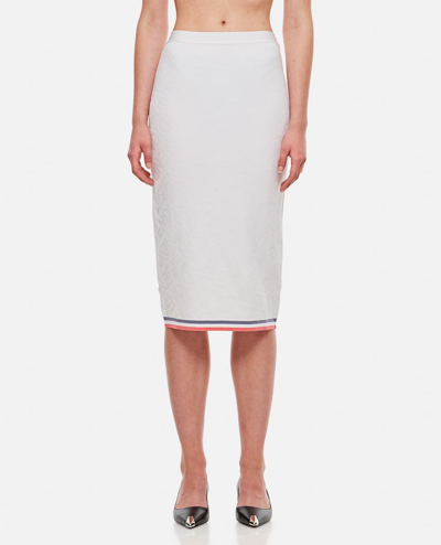 Shop Fendi Viscose Ff Midi Skirt In White