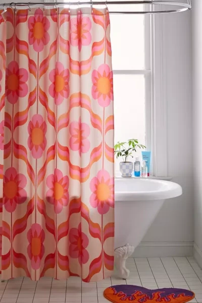 Shop Urban Outfitters Lily Marfy For Deny Garden Party Shower Curtain In Pink At