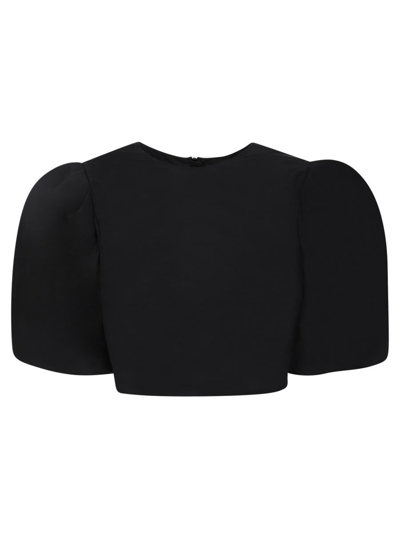 Msgm Black Cropped Blouse In Black