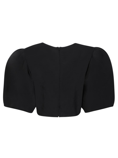 Msgm Black Cropped Blouse In Black