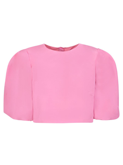Msgm Pink Cropped Blouse In Pink