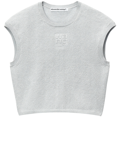 Shop Alexander Wang Lurex Crop Top In Silver