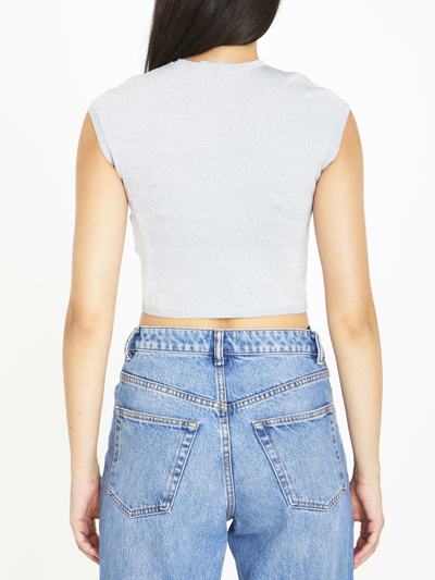 Alexander Wang Luxurious Canvas Crop Top In Silver For Women In Silver