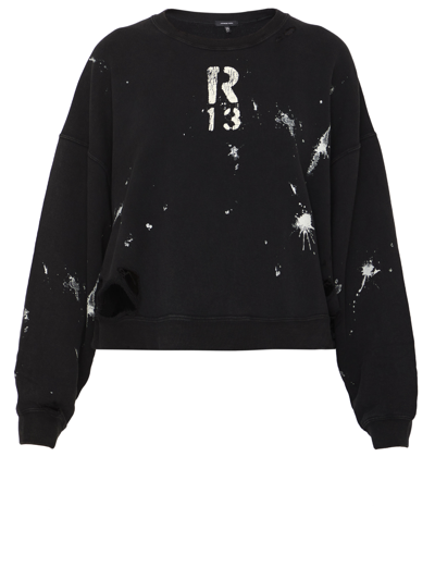 Shop R13 Cropped  Sweatshirt In Black
