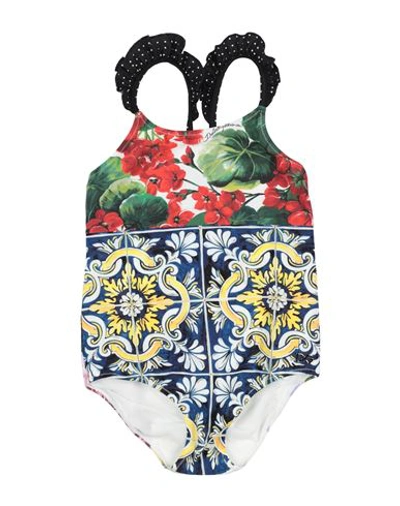 Shop Dolce & Gabbana Toddler Girl One-piece Swimsuit Blue Size 6 Nylon, Elastane