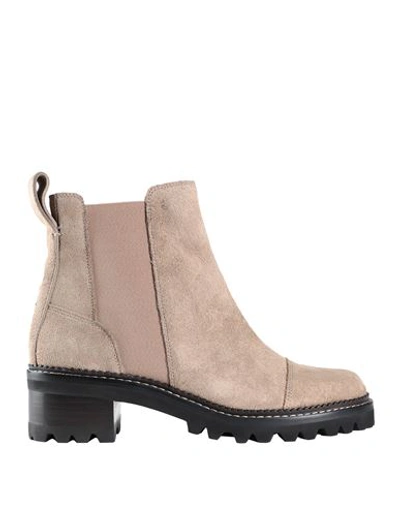 Shop See By Chloé Woman Ankle Boots Sand Size 8 Soft Leather In Beige
