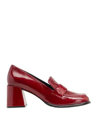 Shop 8 By Yoox Patent Leather Heeled Loafer Woman Loafers Burgundy Size 8 Calfskin In Red