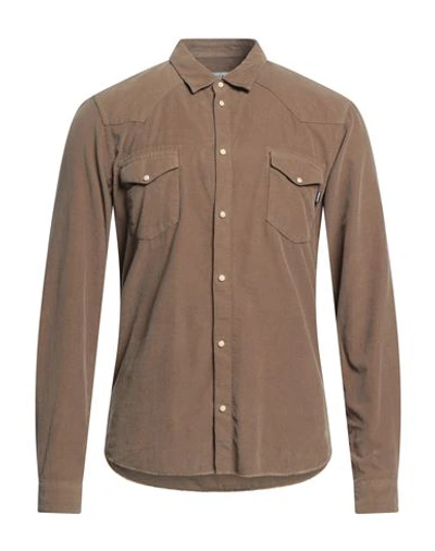 Shop Daniele Alessandrini Homme Man Shirt Light Brown Size S Cotton In Beige