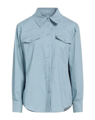 Face To Face Style Woman Shirt Sky Blue Size 4 Cotton, Polyester In Blue