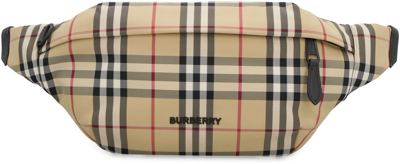 Shop Burberry Technical Fabric Belt Bag In Beige